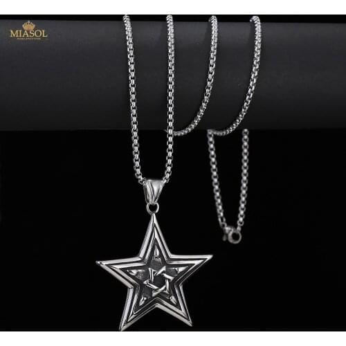The Star Of David Necklace Male Stainless Steel Five Pointed Mens Pendant 3mm Chain Manufacture High Quality Exquisite Jewelrys