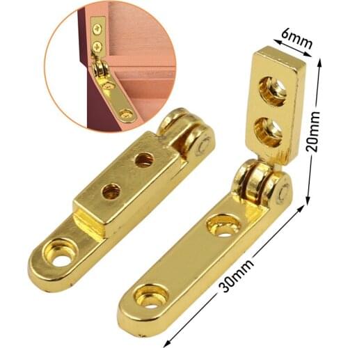 2PCS Gold Antique Hinge For Miniature furniture Jewelry Gift Wood Box Wine Case Lid L Support Spring Hinge Display 90degree