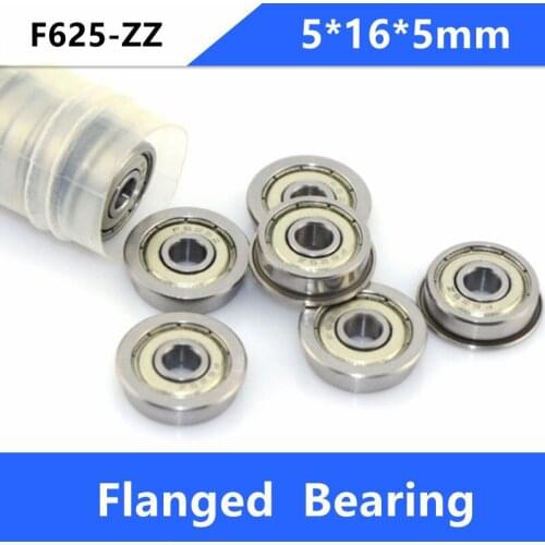 50/100pcs Flanged bearing F625ZZ F625Z F625-ZZ Z 5x16x5mm miniature shielded flange deep groove ball bearings 5*16*5 mm