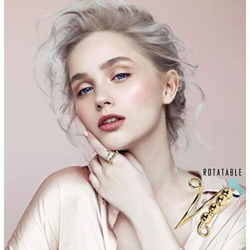 Adjustable Rotatable Round Bead Ring Ladies Men Punk Gold Color Open Ring Jewelry Mothers Day Gifts