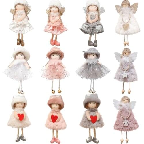 Christmas Decoration Home 2020 New Cute Angel Plush Doll Hanging Ornaments Tree Decor Merry Christmas New Years Eve Decorations