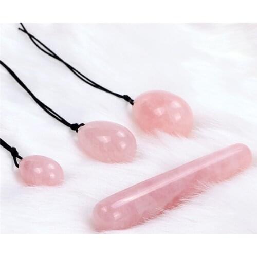 Rose Quartz Yoni Egg Set Vaginal Tightening Love Egg Kegel Exerciser Natural Stone Crystal Yoni Wand Feminine Hygiene kegel ball