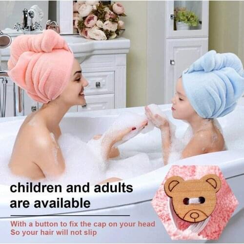 Girls Hair Drying Hat Quick-dry Hair Towel Cap Hat Bath Hat Microfiber Solid Towel Cap Super Absorption Turban Hair Dry Cap