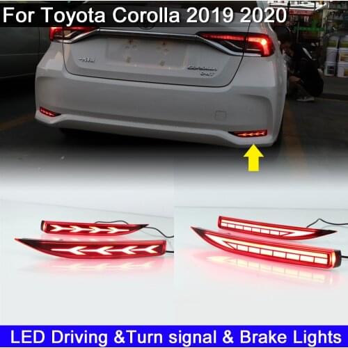 For Toyota Corolla 2019 LED Rear Bumper Reflector Lamp Function as Driving light Brake Light LED Dynamic Turn Signal Light