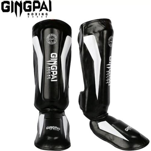 Thicker Boxing Shin Guards PU Leather Protection Leggings Equipment Martial Arts Muay Thai Leg Taekwondo Feet Ankle Protectors