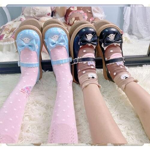 Dropship Lolita Shoes Women Flats Low Heel Round Toe Bow Cute Girl Princess Tea Party Anime Student Lovely Shoes Big Size 41