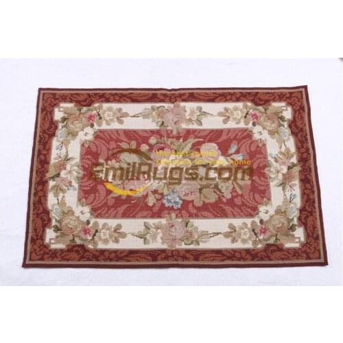 Vintage Hand-embroidered Needlepoint Carpet Hand Stitched Needlepoint Throw Museum Natural Sheep Wool