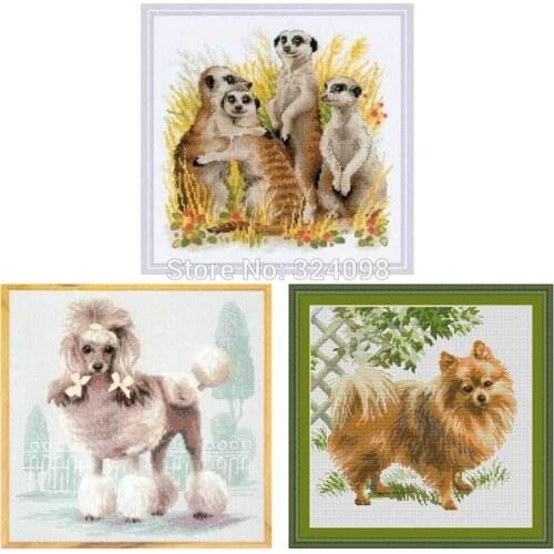 Dog meerkat patterns Counted Cross Stitch 11CT 14CT 18CT DIY wholesale Chinese Cross Stitch Kits Embroidery Needlework Sets