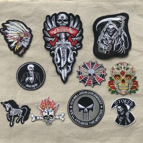 Embroidery Skull Cloth Patches Thermo Adhesive Clothing Accessories Personalized DIY Punk Style Ghost Patch Death Appliques