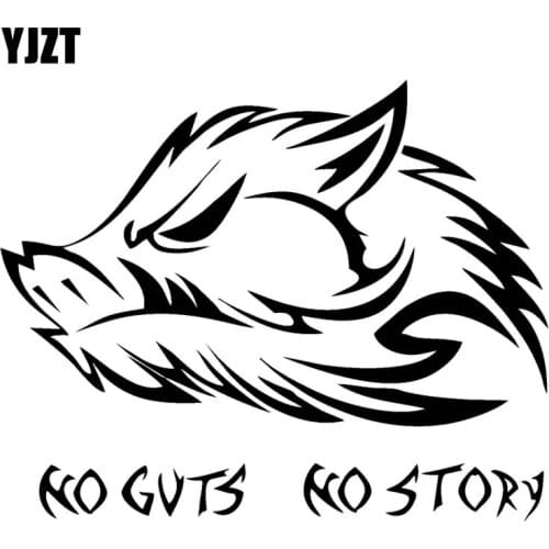 YJZT 12.7CM*10.2CM NO GUTS NO STORY BOAR Vinyl Car Sticker Decal High Quality Black Silver C13-000651