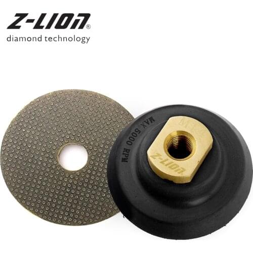 Z-LEAP 3" Diamond Polishing Pad Electroplated Grinding Disc With Rubber Backer Holder Pad Flexible Granite Polishing M14 5/8-11