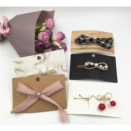 100 pcs/lot 10x6.5cm Jewelry White/Kraft/Black Paper Cardboard Hair Clip Hair Claws Blank Jewelry Packing Card