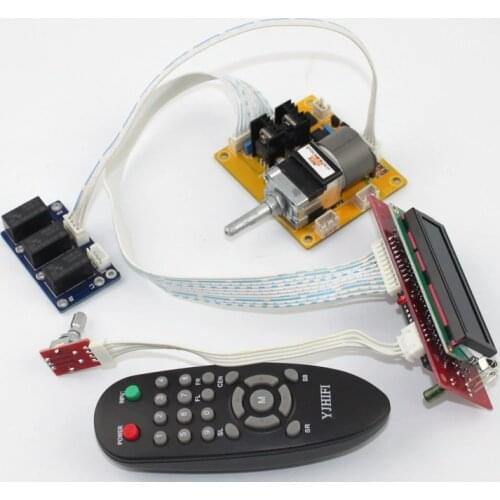 LCD Volume Dispaly Motor Potentiometer Remote Controller 2.0 Channel Pre-Amp Amplifier Board for Audio DIY