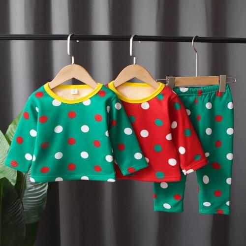 Autumn Winter Thermal Underwear For Girls Boys Pajamas Plush Sets Christmas Kids Clothes Suit For 1-5 Y Baby Children Homewear
