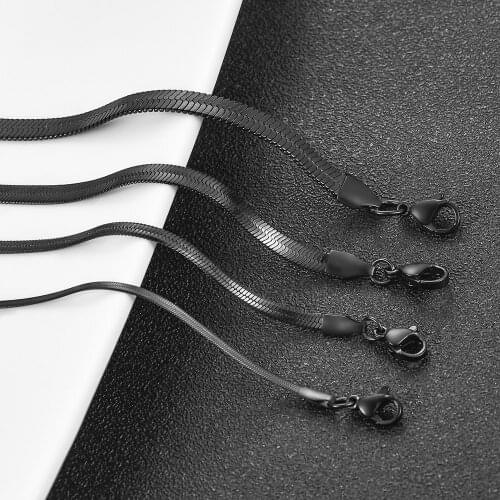 Stainless Steel Snake Blade Necklace Black Flat Chain Jewelry Gift DIY Findings Accessories