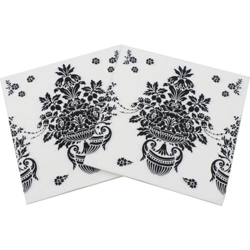 20pcs Printed Damask Flower Napkin Paper Party Favors Tableware Vintage Event & Party Tissue Napkins Decoration Decoupage