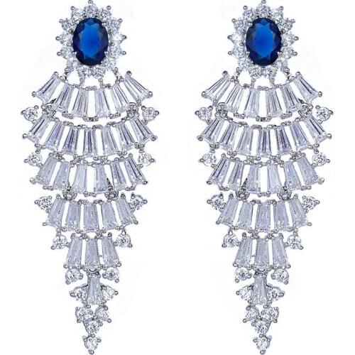 2015 AAA Cubic Zirconia Paved Luxury Women Jewelry Tops Fashion CZ Dangle Earrings for Elegant Noble Dinner Dress GLE4501