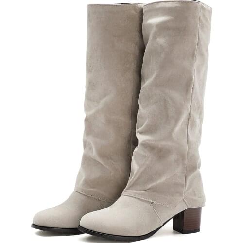 2021 Plus Size Riding Boots Woman Down Booties Female Motorcycle Boots Winter Women Highs Boots Leather Booty Womens Shoes