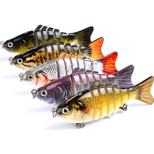 5PCS YUZI Fishing Wobblers Swim Bait Fishing Bait 6-7 Sections Fishing Lure 11cm/15.5g 6# Good Quality Hook Fishing Tackle