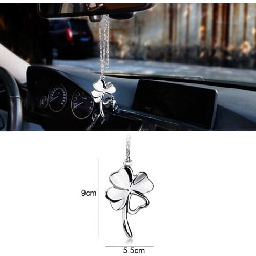 Car Rearview Mirror Decoration Pendant Pendant Car Decoration Suspension Ornaments Gift Car Pendant Metal Lucky Four-leaf Clover