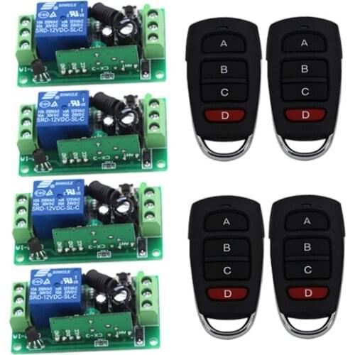 DC 12V 4CH Channel Wireless RF Transmitter 1CH Receiver Remote Control Switch Transmitter Receiver SKU: 5138