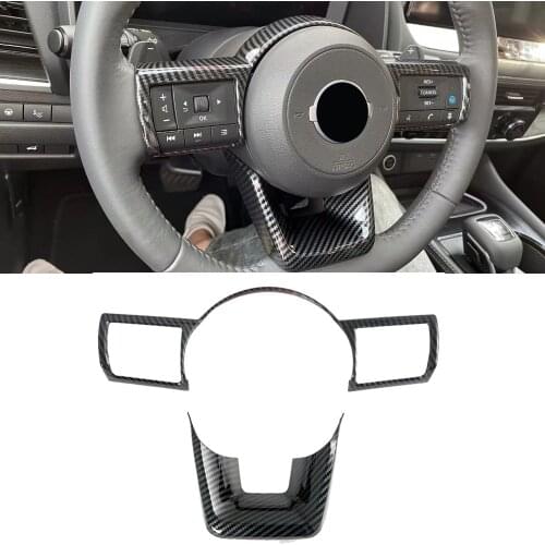 For Nissan Rogue X-Trail Xtrail T33 2021 2022 Carbon Fiber Style Car Interior Steering Wheel Decoration Cover Trim Mouldings