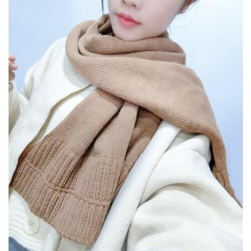DUOJIAOYAN Korea New Fashion Personality Girls Warm Scarf Wool Solid Color Scarf Versatile Trendsetter Bib Woman