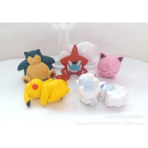 TOMY Pokemon Action Figure Gacha Pikachu Snorlax Jigglypuff Good Night Sleeping Sleeping Position 2 Series Model Toys