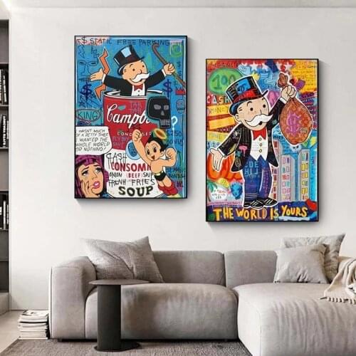Graffiti Art Alec Monopoly THE WORLD IS YOURS Paintings on The Wall Art Canvas Posters and Prints Wall Art Picture Home Decor