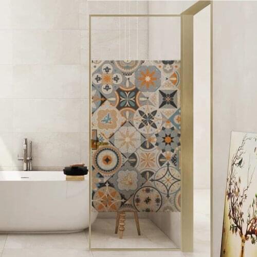 GS032 Customized Size Static Cling Marbling Pattern Window Film Stained Frosted Decorative Privacy Protection Glass Cover