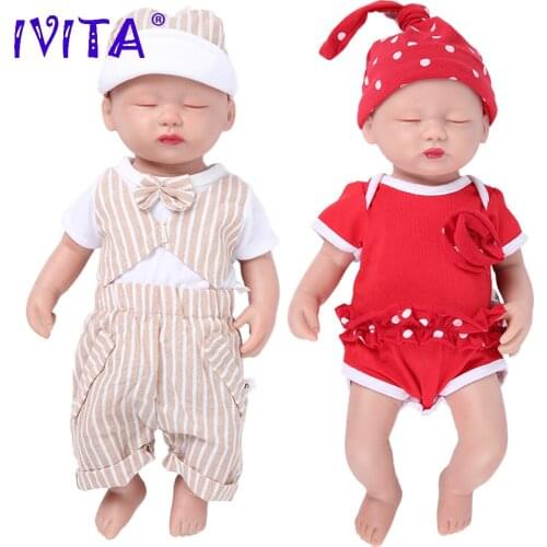 IVITA WG1509 38cm 1.8kg 100% Full Silicone Reborn Doll Eyes Closed Realistic Baby Born Alive Toys with Clothes for Children Gift