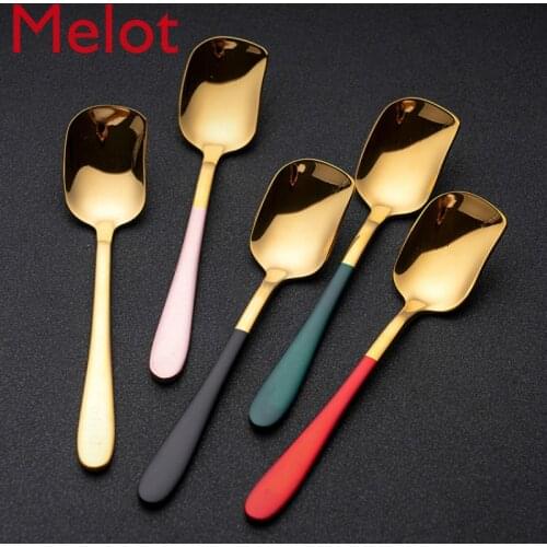 European-Style Simple Color Short Handle Coffee Spoon Cute Creative Household 304 Stainless Steel Coffee Stir Spoon