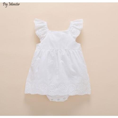 Newborn infant 1 year birthday baby white rompers Girls 100% Cotton Princess photography Roupa lace cute 0 3 6 9 12 18 jumpsuit