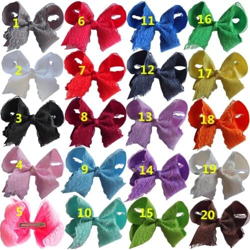 20 PCS Lace Hair bow 5 inch Girls Hairbow Hairgrips Hair clips Hairpins Boutique Dancing bows Children Hair Accessories Headwear