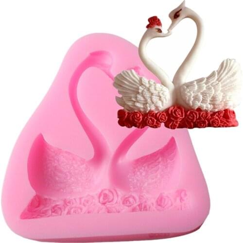 Swans Cake Mold Silicone Beautiful Swan Shape Fondant Mold Chocolate Moulds Baking Decoration Sugar Craft Tools A095