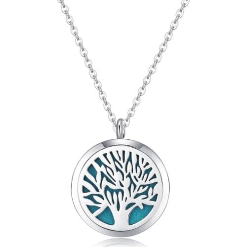 Mesinya New Tree of Life (20 25 30mm) Aromatherapy Essential Oils 316L Stainless Steel Diffuser Locket pendant Necklace