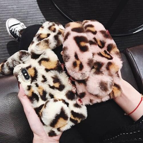 Fashion Leopard Plush Case For Samsung S20 Plus S10 5G Note 20 Ultra 10 Lite M20 M30S M11 M21 M31 M51 A01 Core Bunny Phone Cover