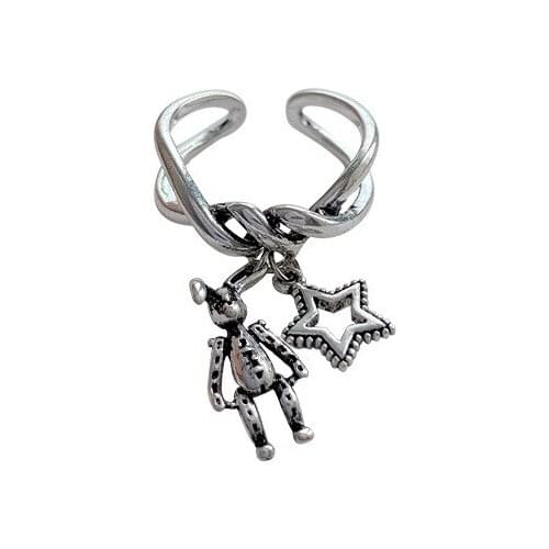 2021 fashion new punk rabbit ring opening adjustable double high quality ring