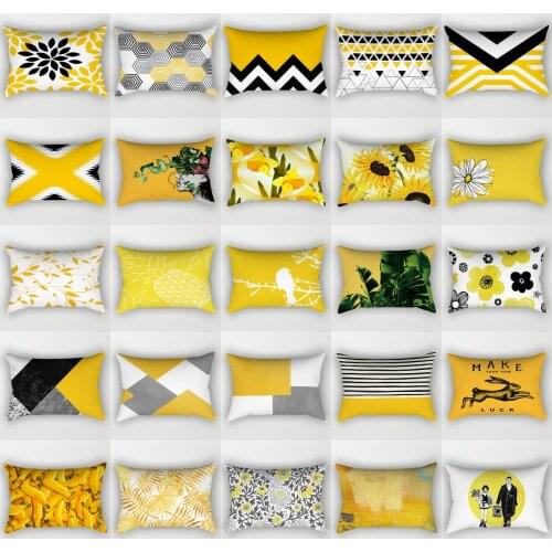 New 30X50CM Yellow Geometric Cushion Covers Hot Modern Nordic Decorative Waist Pillowcase Sofa Chair Car Bed Throw Pillows Cover
