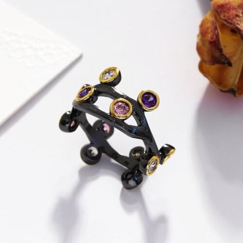 New Arrival Copper Rings For Lady Made with AAA Cubic Zirconia Black Gold Color Lead Free Party ring Free Allergy