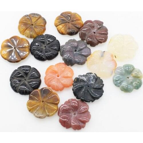 One pcs carved agate flower tigereye red black pendant 30mm FPPJ wholesale beads nature