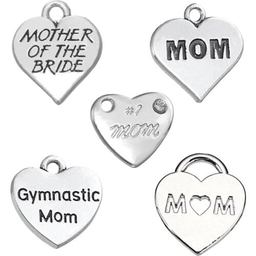 Wholesale Interchangeable Heart Charms Fashion Alloy Necklace Bracelet DIY Jewelry Charms Pendant For Mom