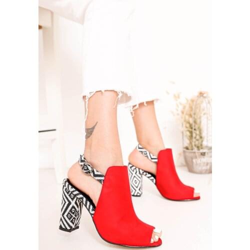 Chloe Red Suede Rugs Shoes in Detail