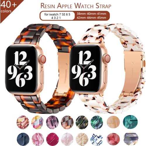 Resin strap for apple watch band 6 44mm 40mm 42mm 38mm woman Loop watchband for iwatch 6 se series 5 4 3 2 1 correa transparent