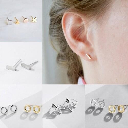 JUJIE Minimalist Geometric Korean Stainless Steel Earrings For Women 2020 Gold Heart Stud Earring Jewelry Wholesale/Dropshipping