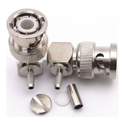 5pcs Q9 BNC Male Plug Right Angle Crimp for RG174 RG316 RG179 Cable RF Coaxial Adapter Connector