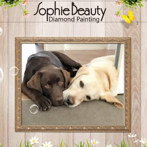 Sophie Beauty Diamond Painting Cross Stitch Crystal Full Square Drawing Embroidery Black White Dog Friend Crafts Sewing Mosaic