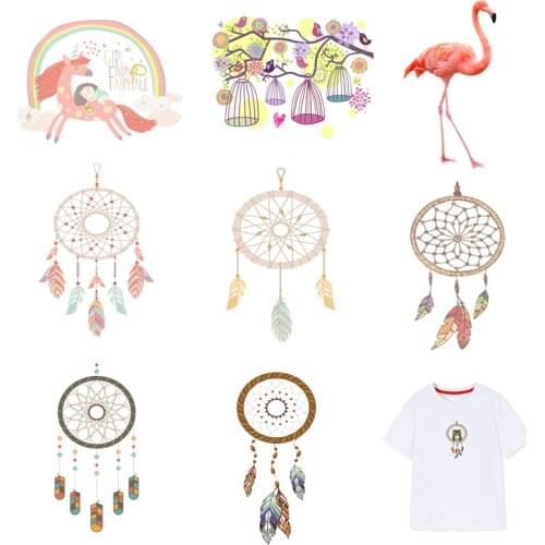 Iron-on Transfers for Clothing Patches Heat Transfer Stickers Stripe Dress Diy Flamingo Patch Fusible Vinyle Thermocollant I