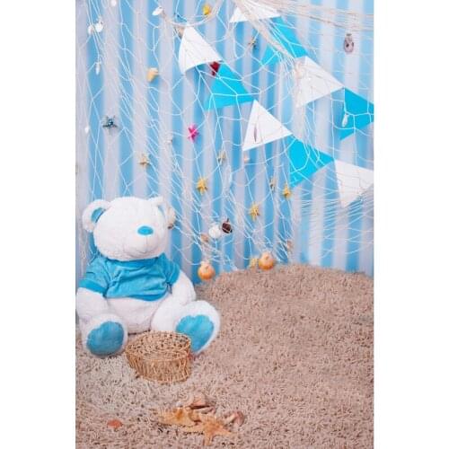 Fishing net vinyl photo backgrounds baby birthday banner toys photography backdrops of kids photo studio props Fotografia F-3044