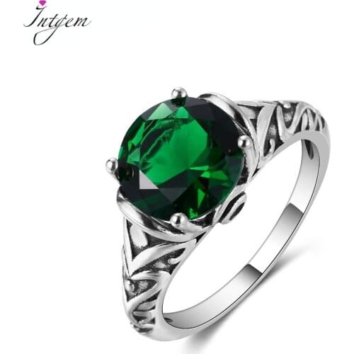 S925 Silver Rings Emerad Zircon for Women Vintage Design Fashion Jewelry Bridal Wedding Engagement Ring Accessory Gift Wholesale